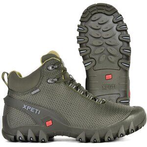 〽️Men's Grey Xpety Terra Mid Waterproof Rubber Sole Hiking Boots